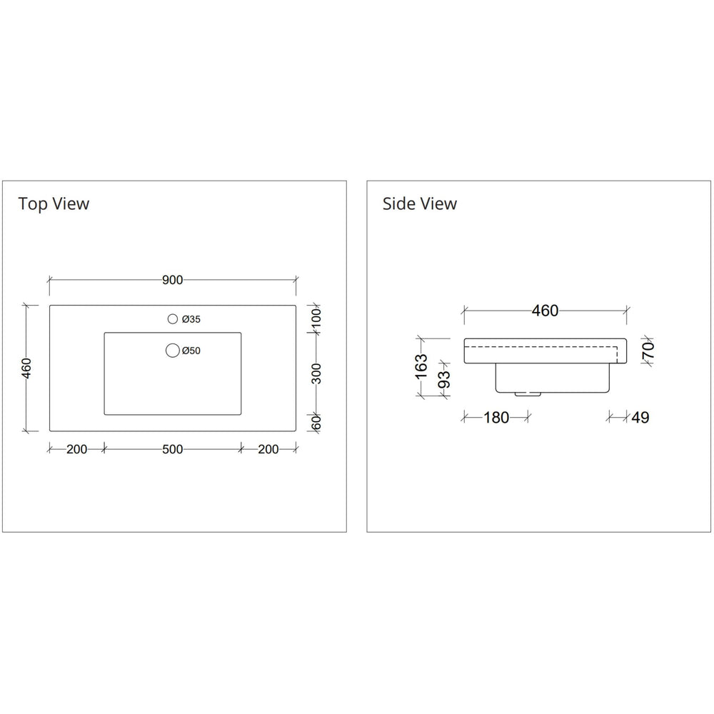 DUROCLASS MONACO GRAND GLOSS WHITE SINGLE BOWL UNDERMOUNT VANITY TOP (MULTIPLE SIZES AVAILABLE)