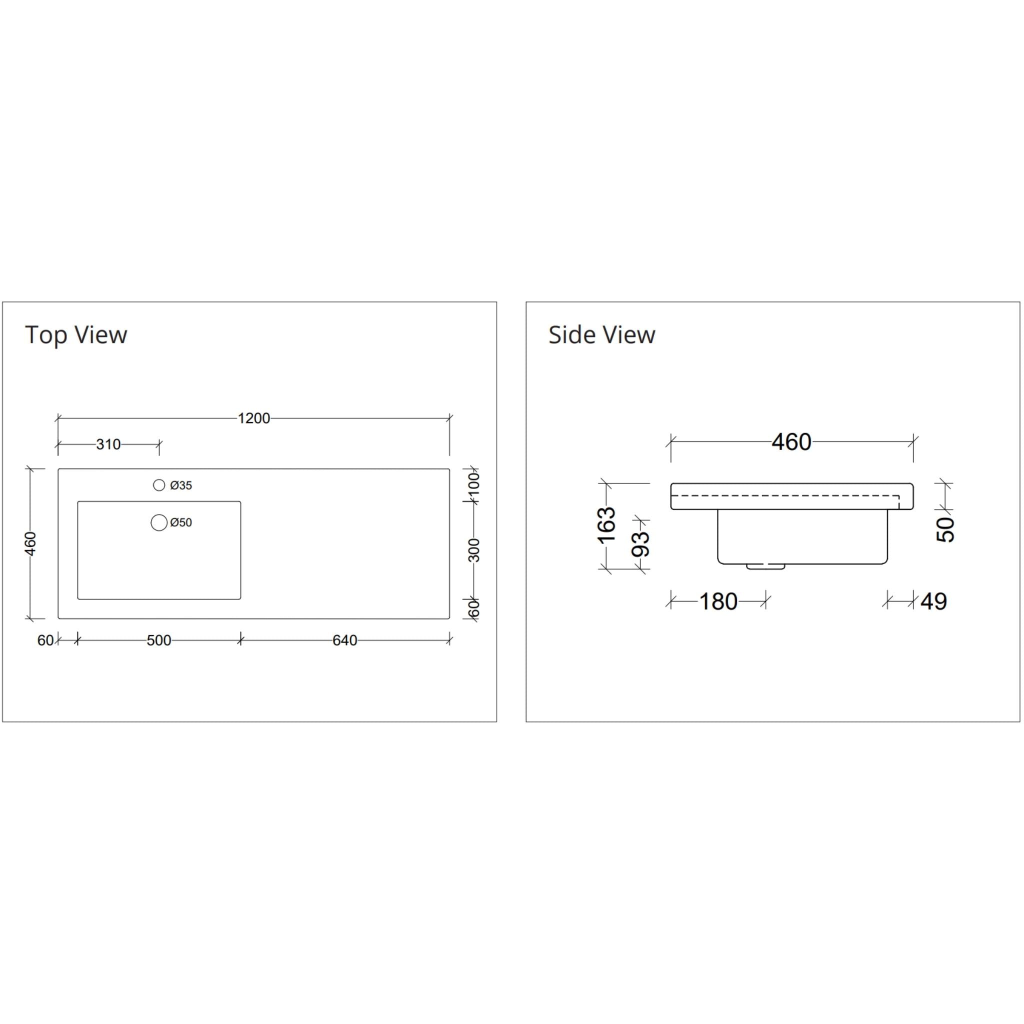 DUROCLASS MONACO MAJOR GLOSS WHITE OFFSET SINGLE BOWL UNDERMOUNT VANITY TOP (MULTIPLE SIZES AVAILABLE)