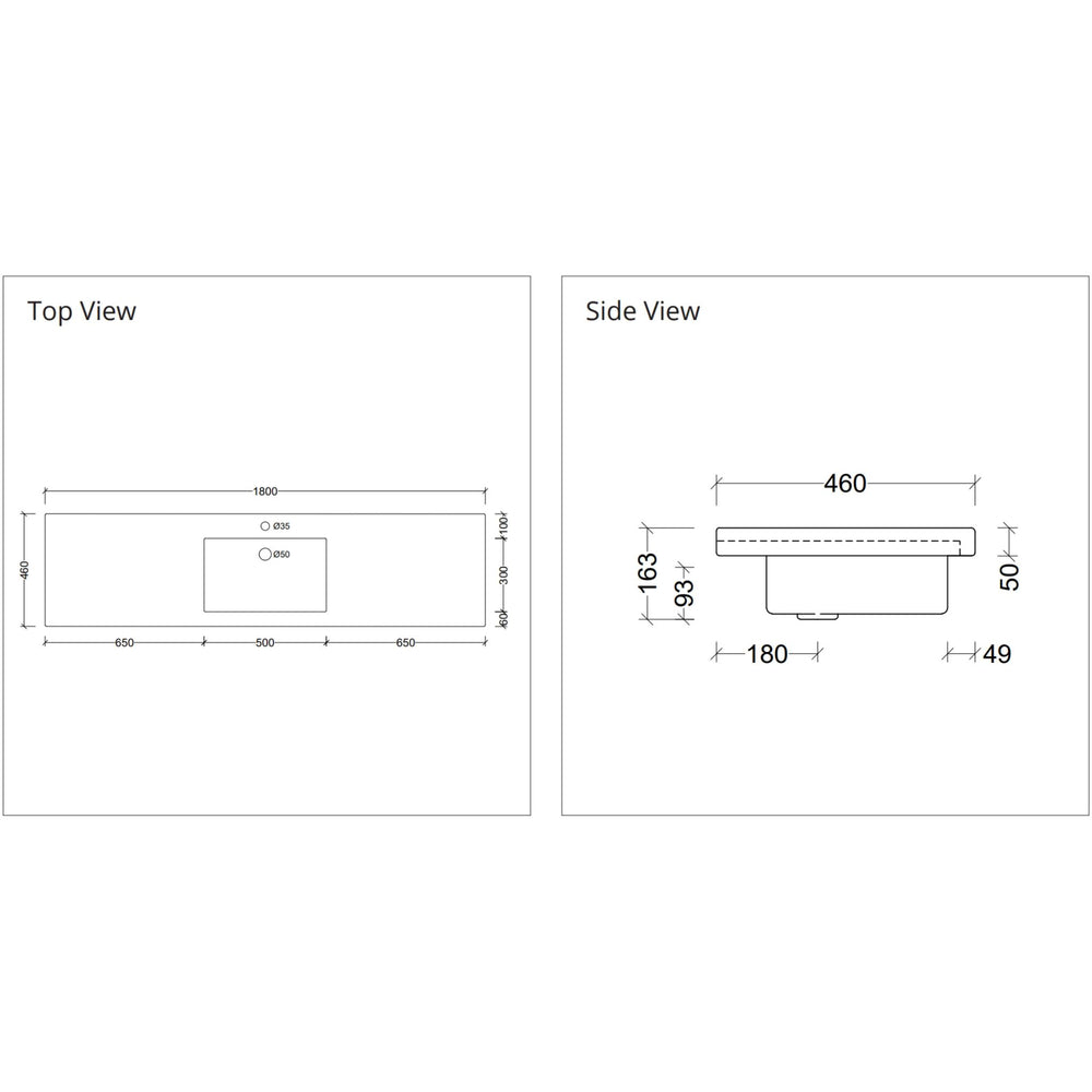 DUROCLASS MONACO MAJOR GLOSS WHITE SINGLE BOWL UNDERMOUNT VANITY TOP (MULTIPLE SIZES AVAILABLE)