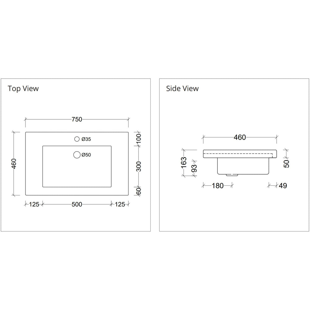 DUROCLASS MONACO MAJOR GLOSS WHITE SINGLE BOWL UNDERMOUNT VANITY TOP (MULTIPLE SIZES AVAILABLE)