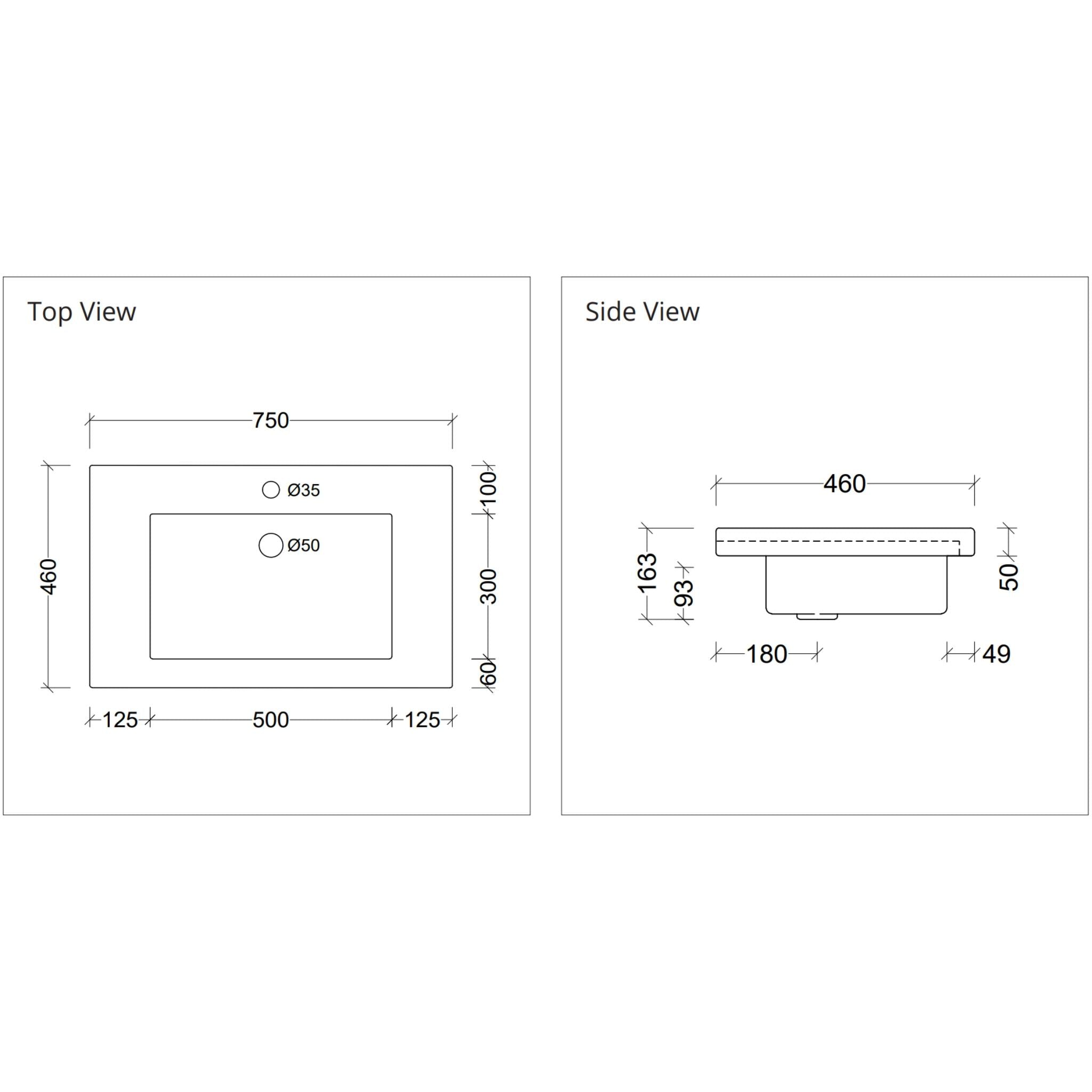 DUROCLASS MONACO MAJOR GLOSS WHITE SINGLE BOWL UNDERMOUNT VANITY TOP (MULTIPLE SIZES AVAILABLE)