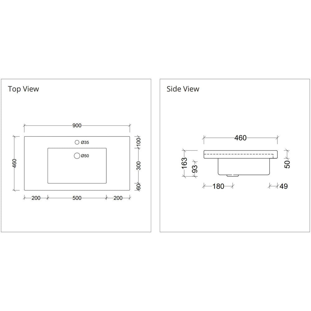 DUROCLASS MONACO MAJOR GLOSS WHITE SINGLE BOWL UNDERMOUNT VANITY TOP (MULTIPLE SIZES AVAILABLE)