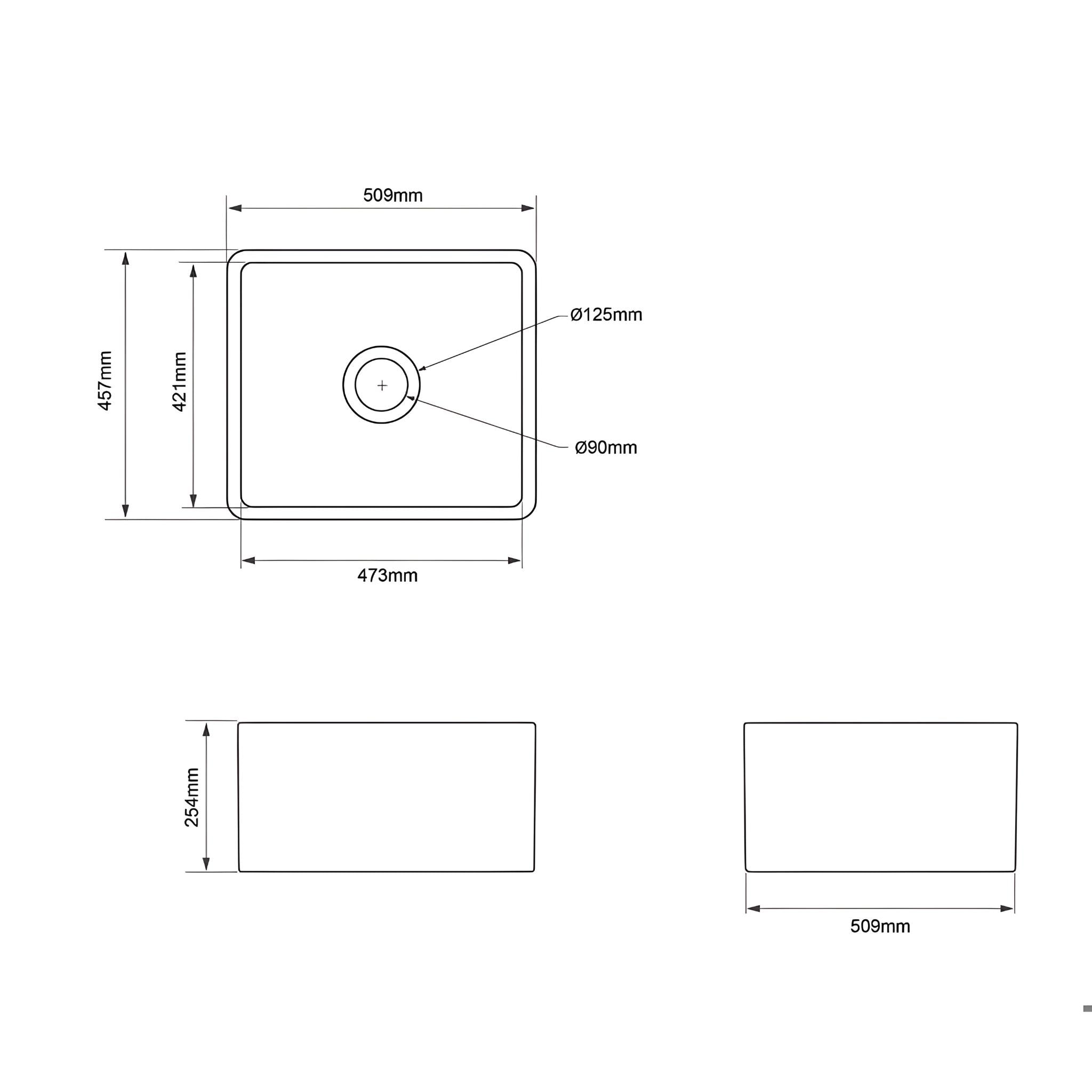 TURNER HASTINGS NOVI FIRECLAY FARMHOUSE BUTLER SINK MATTE WHITE 510MM