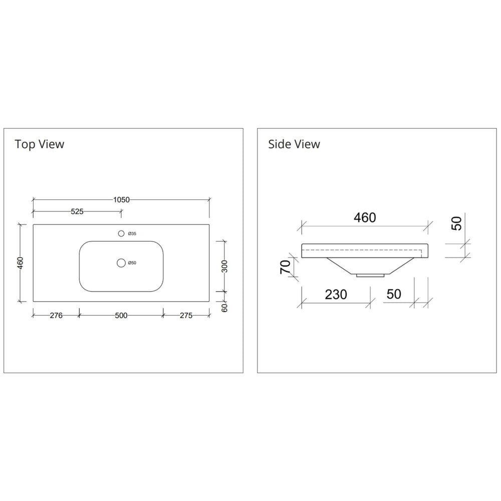 DUROCLASS OLYMPIC STADIUM GLOSS WHITE SINGLE BOWL UNDERMOUNT VANITY TOP (MULTIPLE SIZES AVAILABLE)