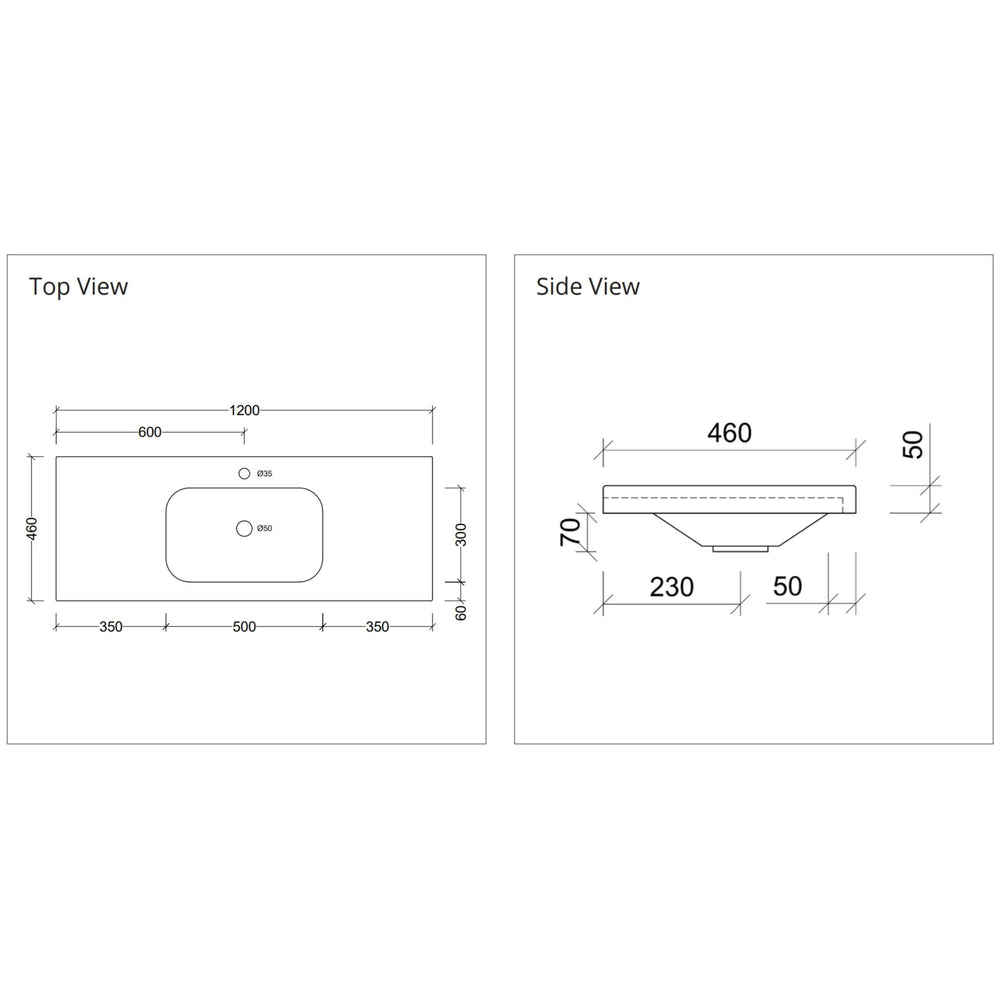 DUROCLASS OLYMPIC STADIUM GLOSS WHITE SINGLE BOWL UNDERMOUNT VANITY TOP (MULTIPLE SIZES AVAILABLE)