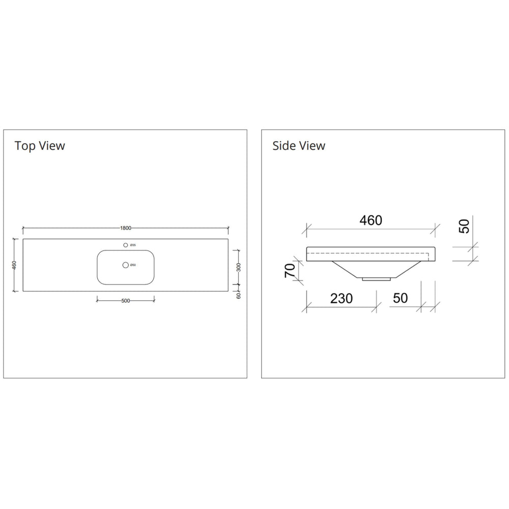 DUROCLASS OLYMPIC STADIUM GLOSS WHITE SINGLE BOWL UNDERMOUNT VANITY TOP (MULTIPLE SIZES AVAILABLE)