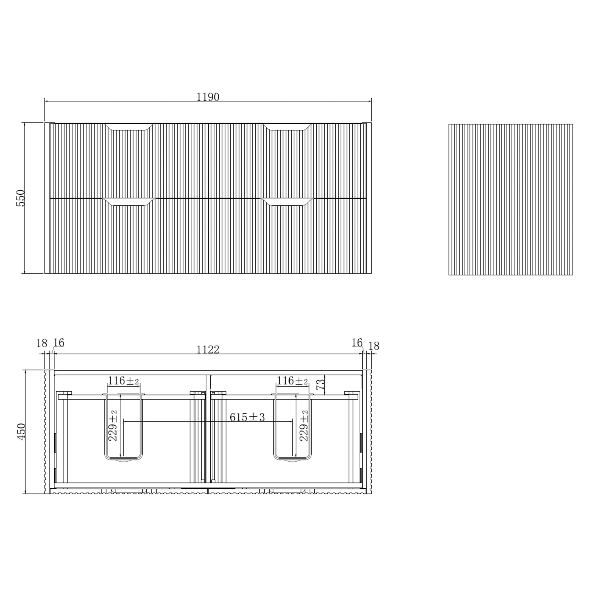 RIVA BALI MATTE BLACK 1200MM DOUBLE BOWL WALL HUNG VANITY