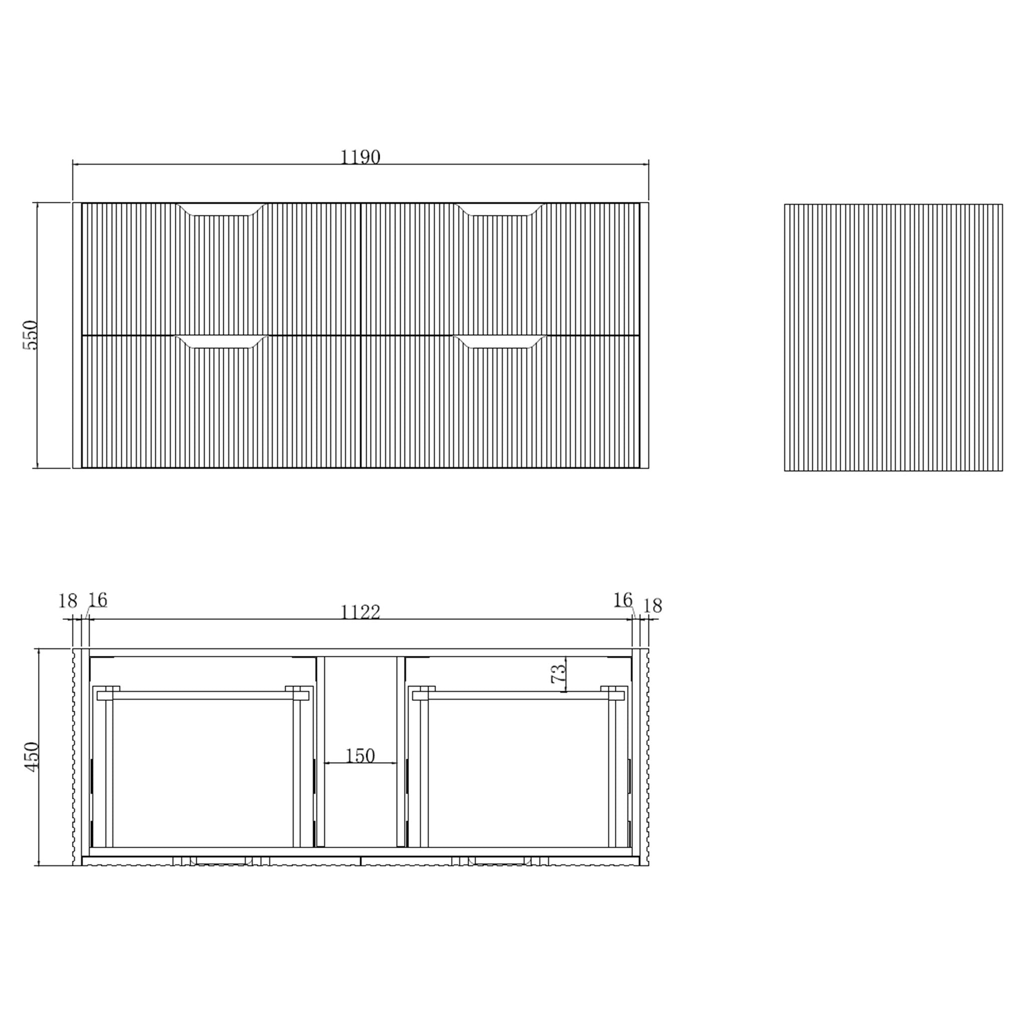 RIVA BALI MATTE BLACK 1200MM SINGLE BOWL WALL HUNG VANITY