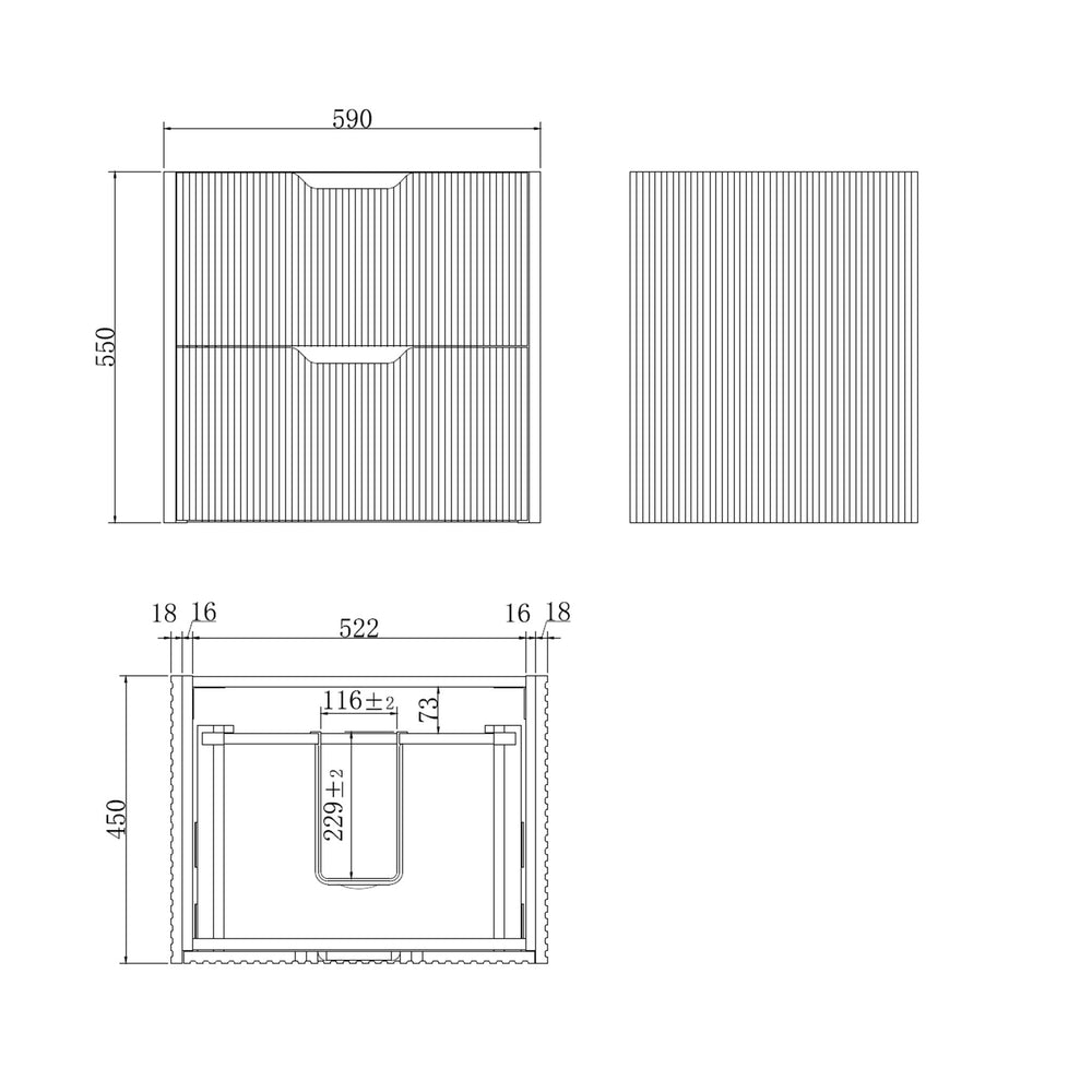 RIVA BALI BROWN OAK 600MM SINGLE BOWL WALL HUNG VANITY