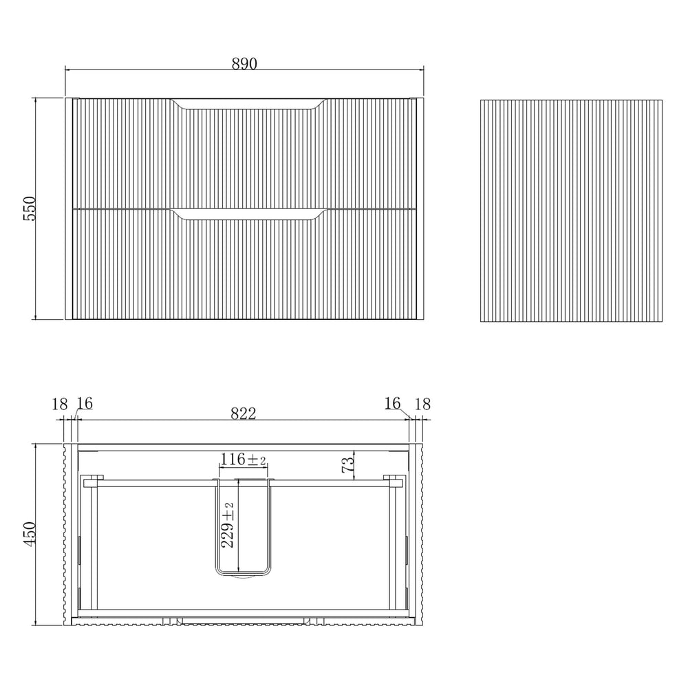 RIVA BALI BROWN OAK 900MM SINGLE BOWL WALL HUNG VANITY