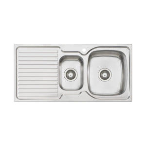 OLIVERI ENDEAVOUR 1 & 1/2 BOWL TOPMOUNT ALFRESCO AND KITCHEN SINK WITH DRAINER STAINLESS STEEL 980MM