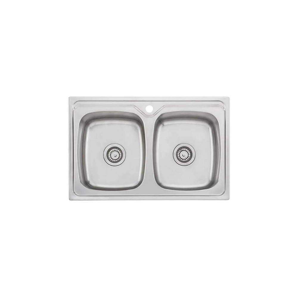 OLIVERI ENDEAVOUR DOUBLE BOWL UNIVERSAL KITCHEN SINK WITH TAPHOLE STAINLESS STEEL 775MM