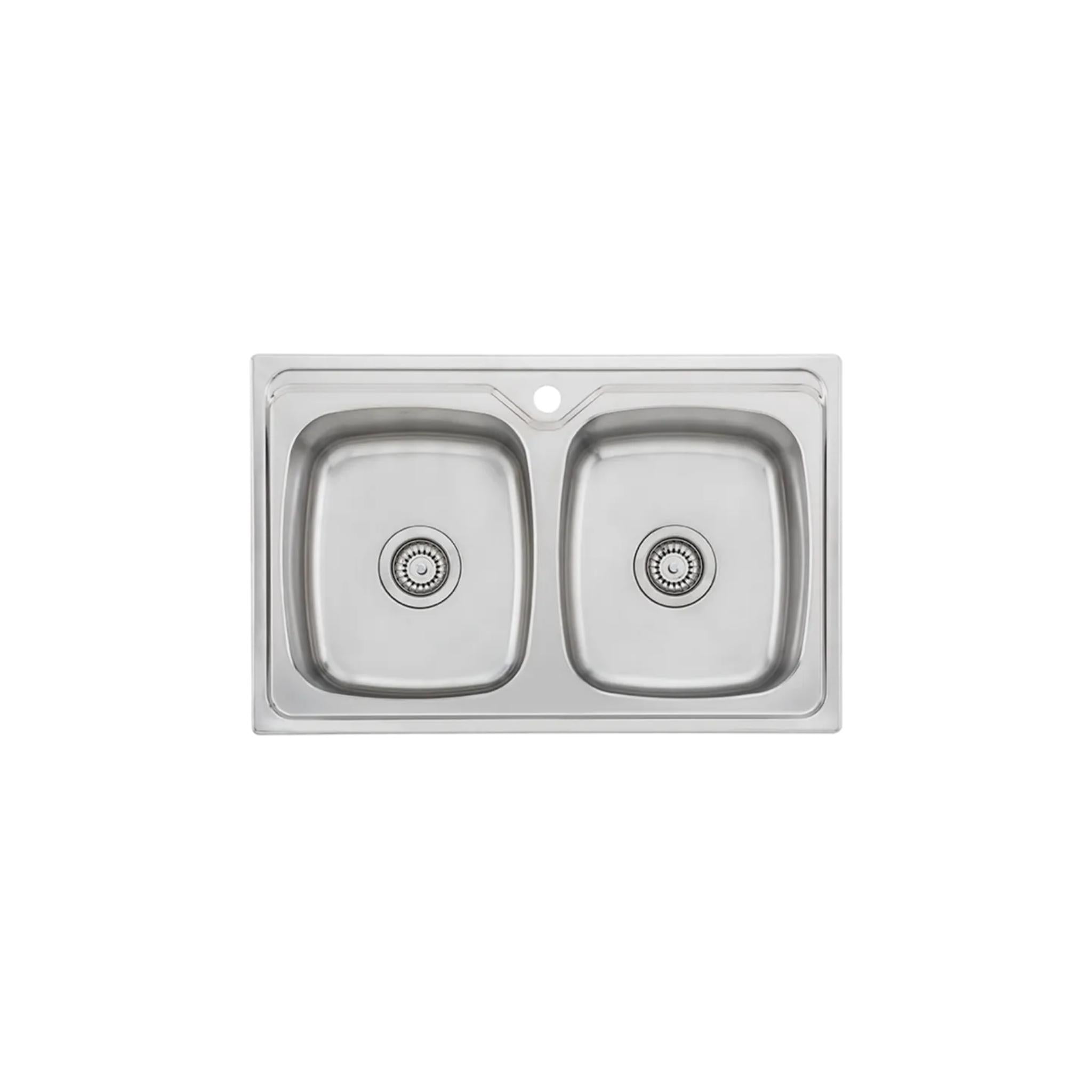 OLIVERI ENDEAVOUR DOUBLE BOWL UNIVERSAL KITCHEN SINK WITH TAPHOLE STAINLESS STEEL 775MM