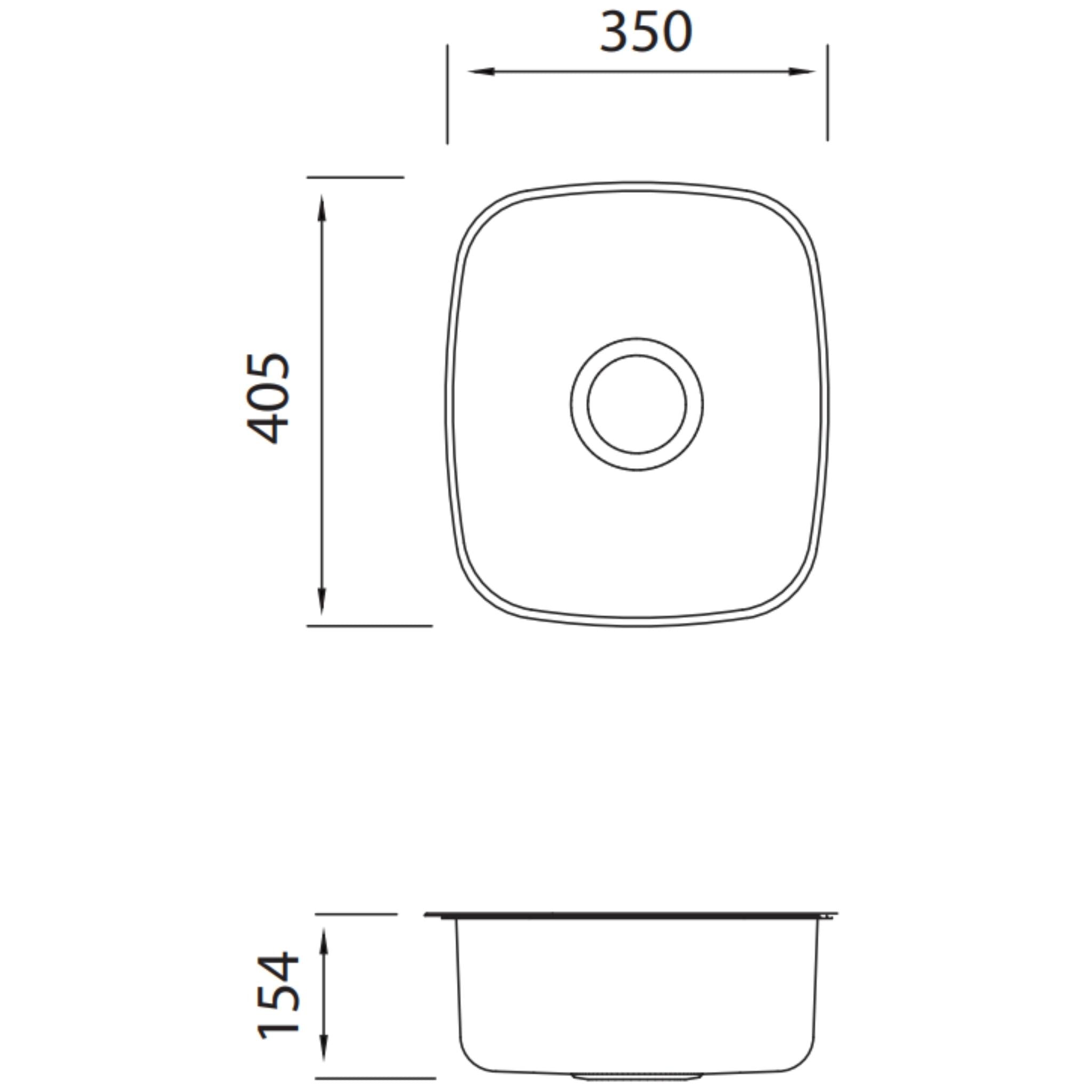 OLIVERI ENDEAVOUR SINGLE BOWL ALFRESCO, KITCHEN AND LAUNDRY SINK STAINLESS STEEL 350MM