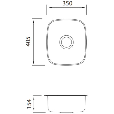 OLIVERI ENDEAVOUR SINGLE BOWL ALFRESCO, KITCHEN AND LAUNDRY SINK STAINLESS STEEL 350MM