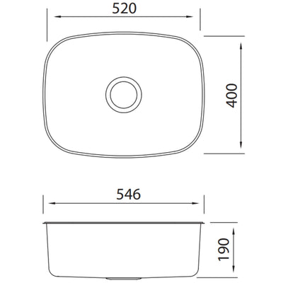 OLIVERI ENDEAVOUR SINGLE BOWL ALFRESCO, KITCHEN AND LAUNDRY SINK STAINLESS STEEL 546MM