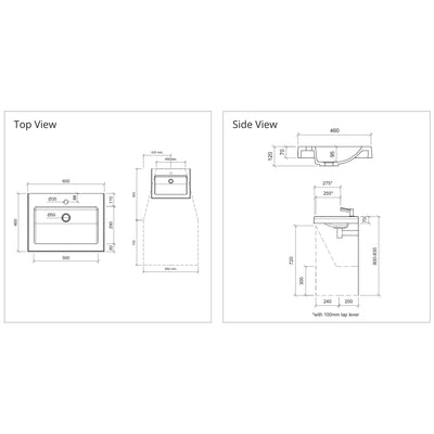 DUROCLASS ESSENTIAL SINGLE BOWL WALL HUNG ACCESSIBLE BASIN GLOSS WHITE (MULTIPLE SIZES AVAILABLE)