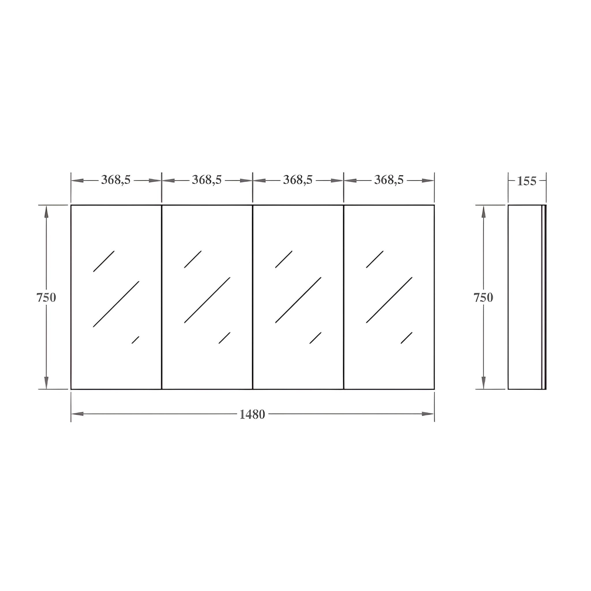 POSEIDON EVIE DARK BROWN MIRROR SHAVING CABINET 1480X750MM