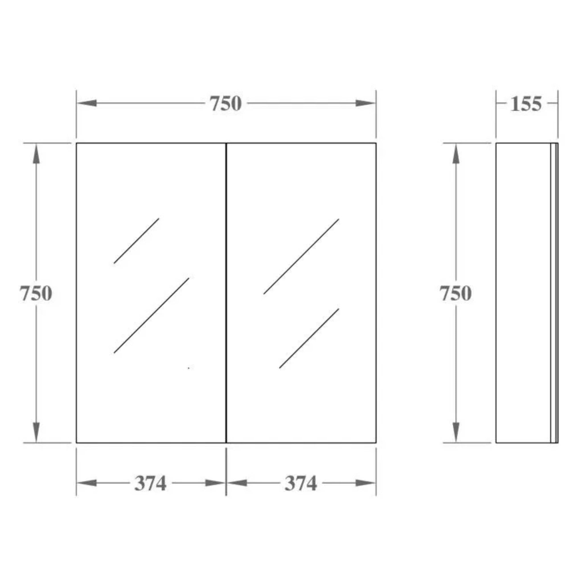 POSEIDON EVIE DARK BROWN MIRROR SHAVING CABINET 750X750MM