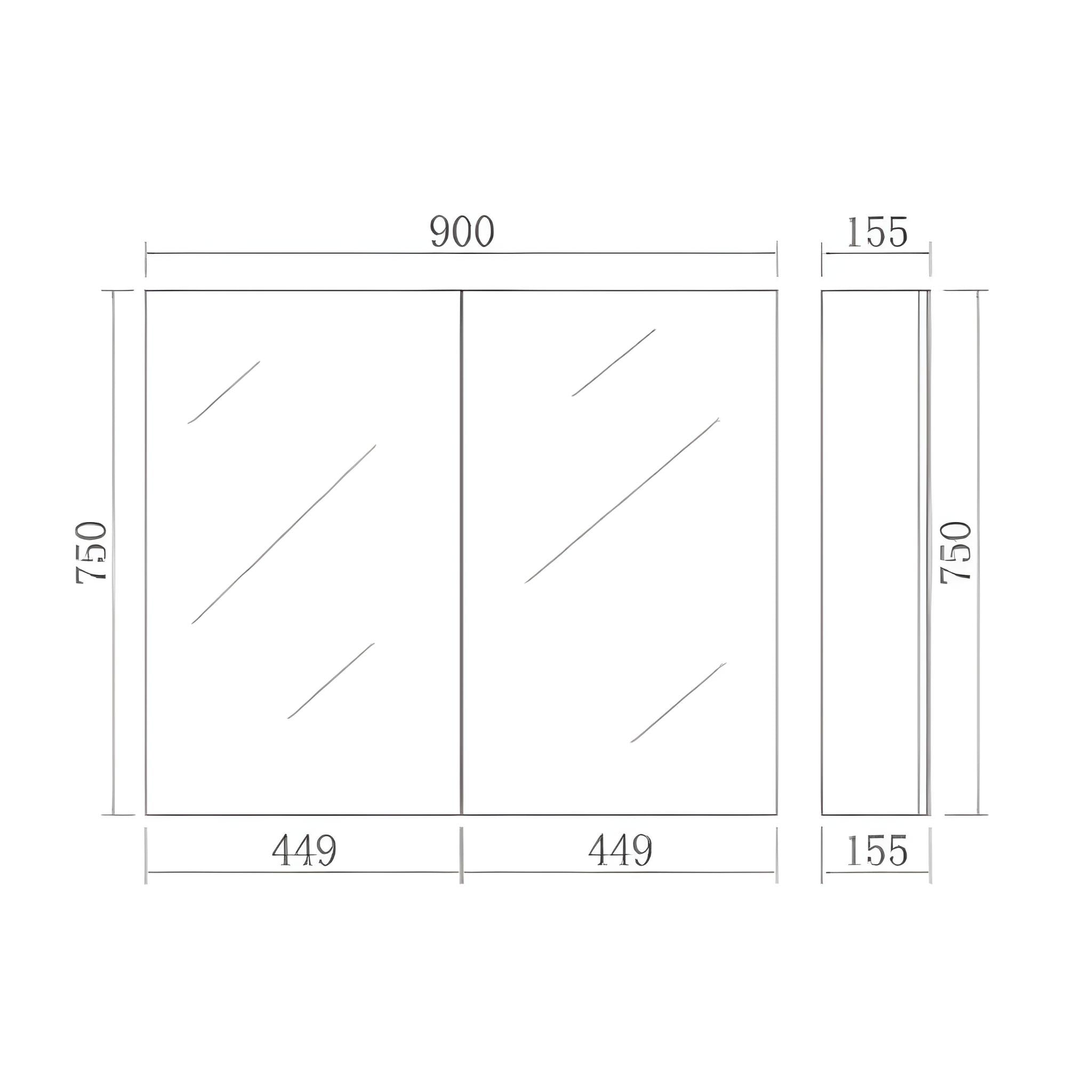 POSEIDON EVIE DARK BROWN MIRROR SHAVING CABINET 900X750MM