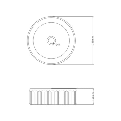 INFINITY ABOVE COUNTER CERAMIC BASIN MATTE WHITE 385MM