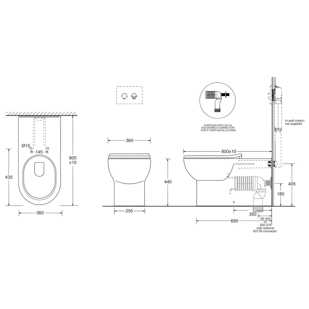 JOHNSON SUISSE LIFE ASSIST WALL FACED PAN TOILET SUITE WHITE