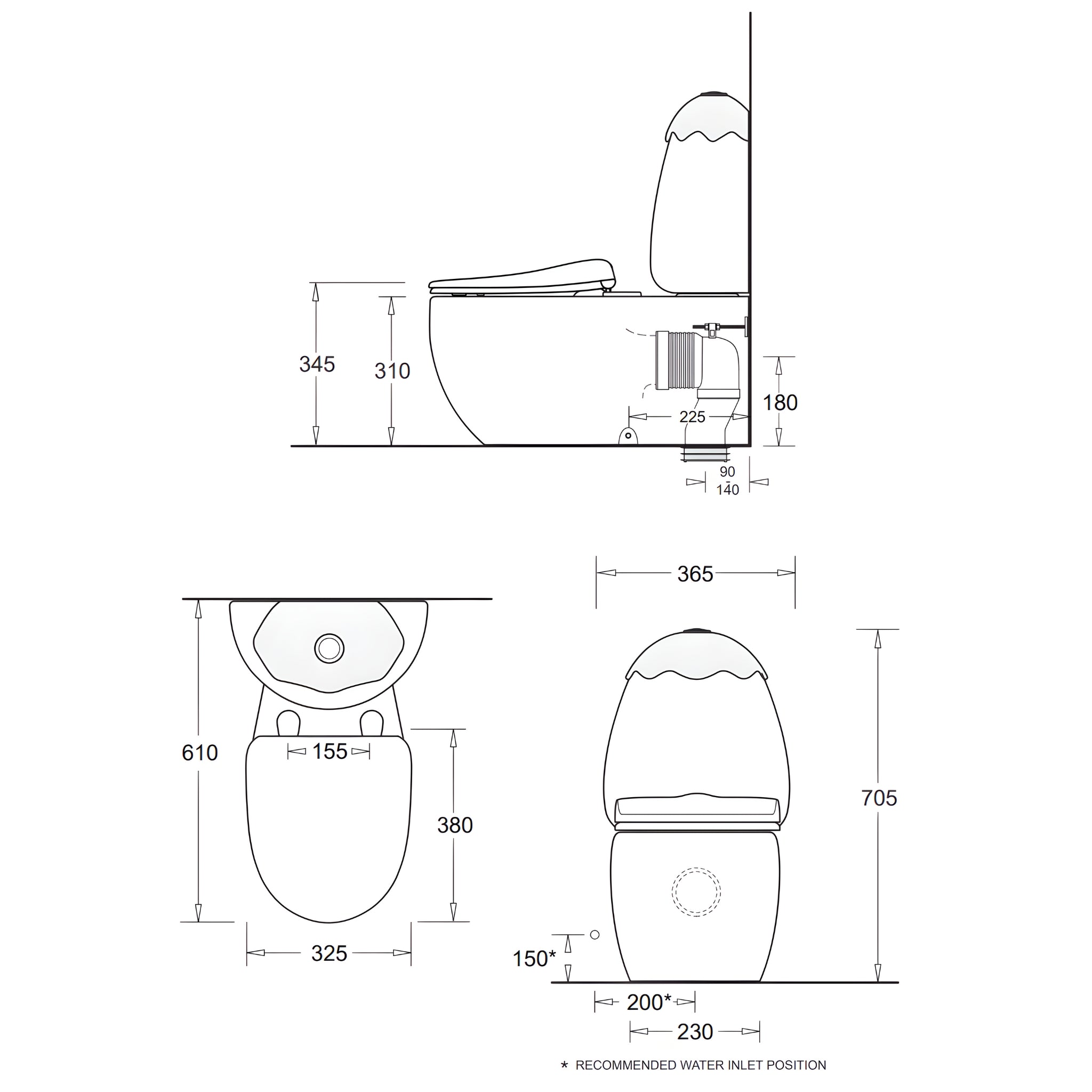 JOHNSON SUISSE EGG JUNIOR II S TRAP CHILDRENS RIMLESS BACK TO WALL TOILET SUIT GLOSS WHITE