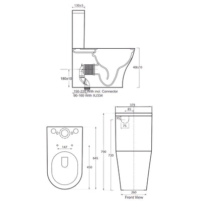 JOHNSON SUISSE EMILIA MK II BACK TO WALL RIMLESS TOILET SUITE WHITE