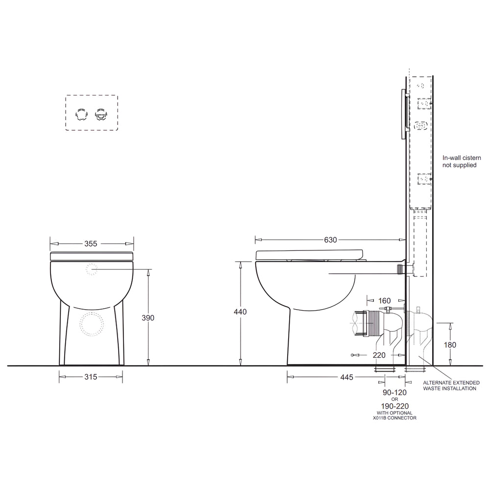 JOHNSON SUISSE TOLEDO WALL FACED RIMLESS PAN TOILET WHITE WITH ESTI SEAT