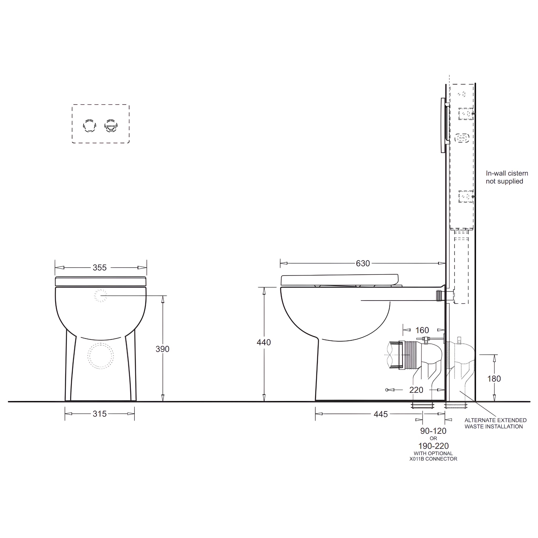 JOHNSON SUISSE TOLEDO WALL FACED RIMLESS PAN TOILET WHITE WITH ESTI SEAT