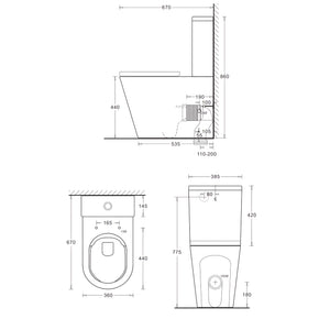 JOHNSON SUISSE VENEZIA CLOSED COUPLED BACK TO WALL RIMLESS COMFORT TOILET SUITE WHITE