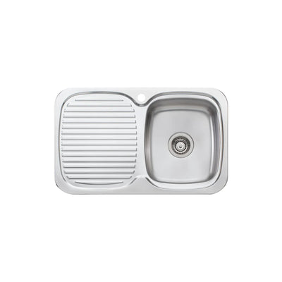 OLIVERI LAKELAND SINGLE BOWL TOPMOUNT ALFRESCO AND KITCHEN SINK WITH TAPHOLE & DRAINER STAINLESS STEEL 770MM