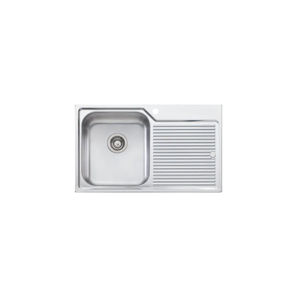 OLIVERI NU-PETITE SINGLE BOWL TOPMOUNT ALFRESCO AND KITCHEN SINK WITH DRAINER STAINLESS STEEL 825MM