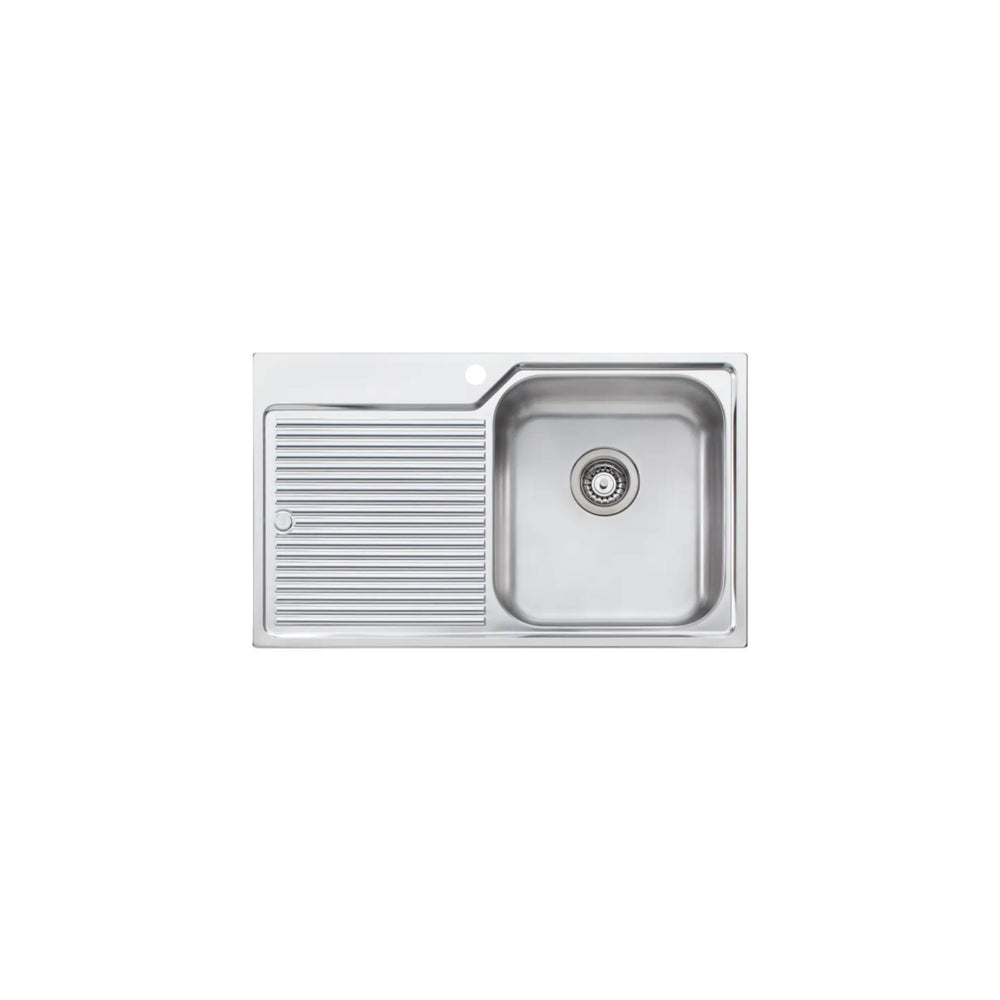 OLIVERI NU-PETITE SINGLE BOWL TOPMOUNT ALFRESCO AND KITCHEN SINK WITH DRAINER STAINLESS STEEL 825MM