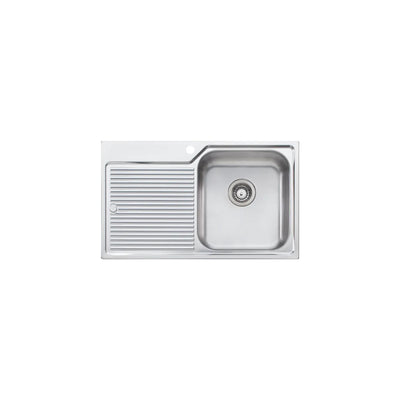OLIVERI NU-PETITE SINGLE BOWL TOPMOUNT ALFRESCO AND KITCHEN SINK WITH DRAINER STAINLESS STEEL 825MM