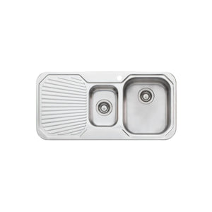 OLIVERI PETITE 1 & 1/2 BOWL TOPMOUNT ALFRESCO AND KITCHEN SINK WITH DRAINER STAINLESS STEEL 980MM