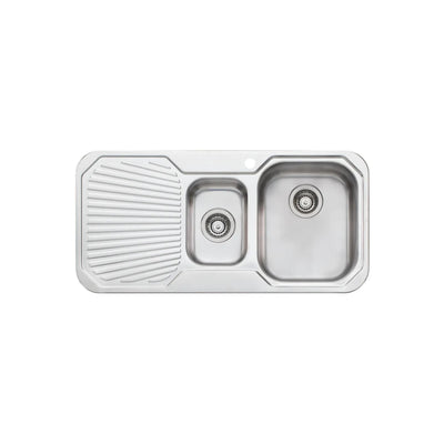 OLIVERI PETITE 1 & 1/2 BOWL TOPMOUNT ALFRESCO AND KITCHEN SINK WITH DRAINER STAINLESS STEEL 980MM