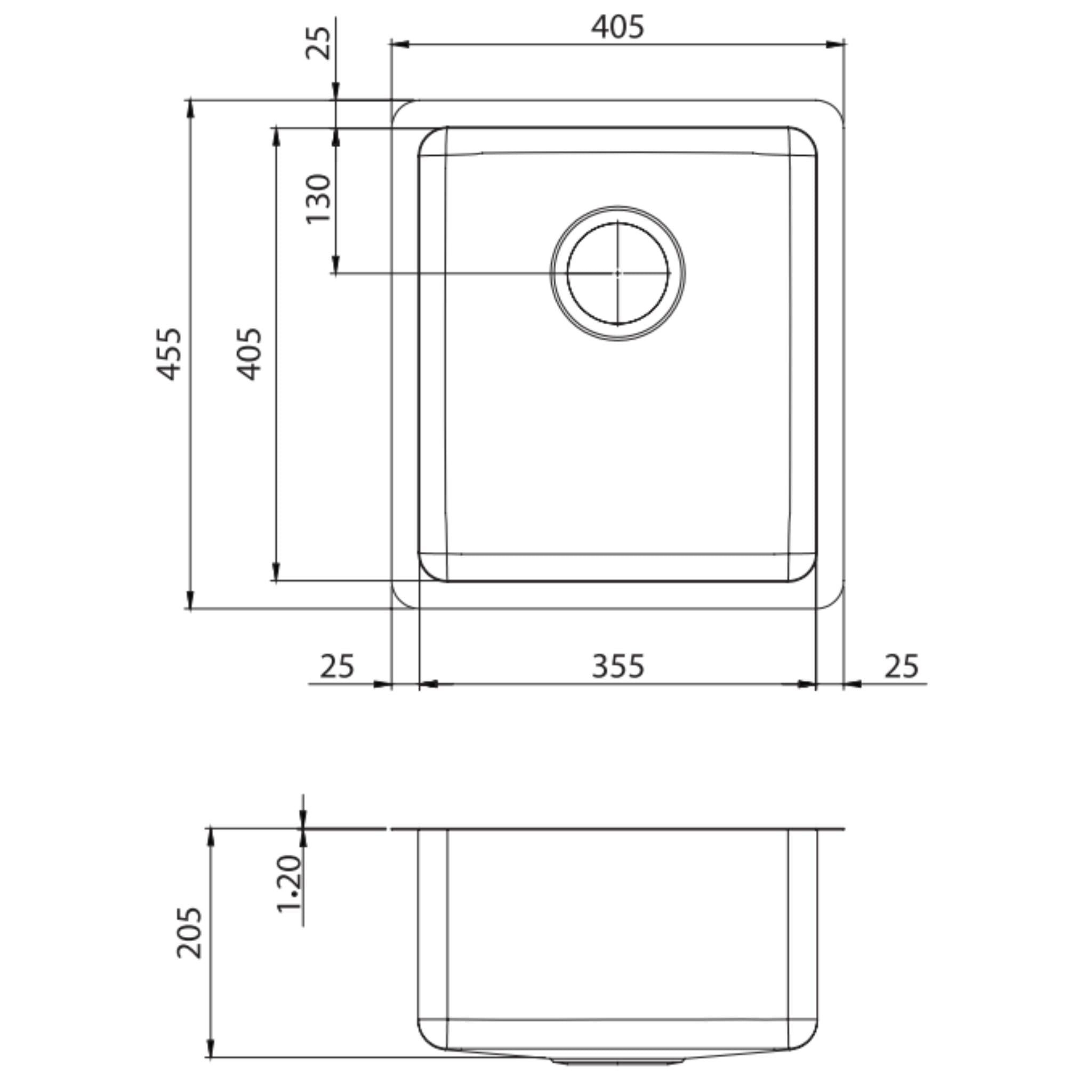 OLIVERI SONETTO SINGLE BOWL UNDERMOUNT ALFRESCO, KITCHEN, AND LAUNDRY SINK STAINLESS STEEL 405MM