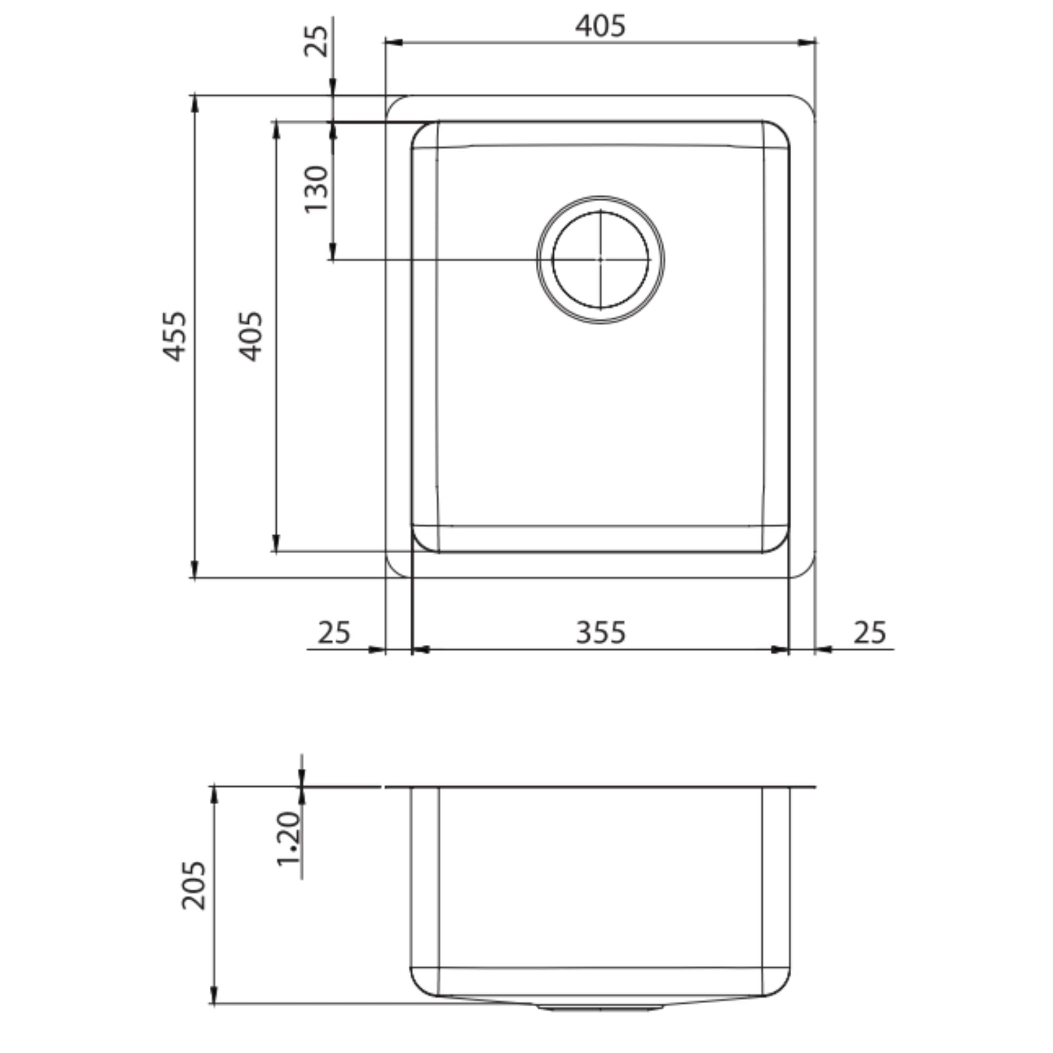 OLIVERI SONETTO SINGLE BOWL UNIVERSAL ALFRESCO, KITCHEN, AND LAUNDRY SINK STAINLESS STEEL 405MM