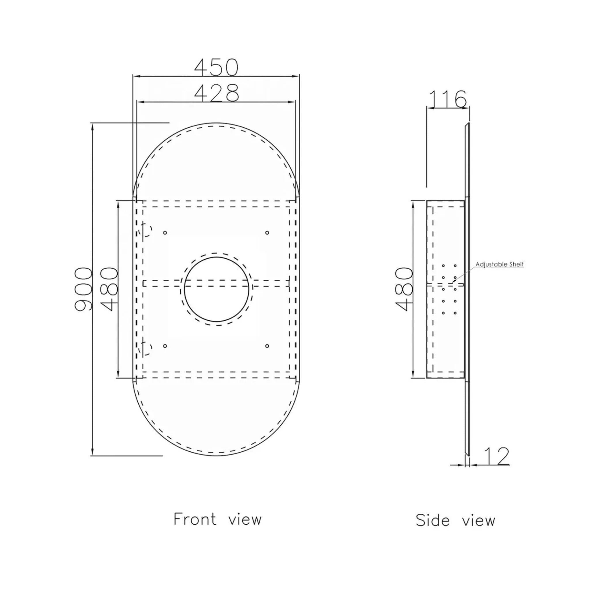 OTTI NOOSA MATTE WHITE SHAVING CABINET 450X900MM