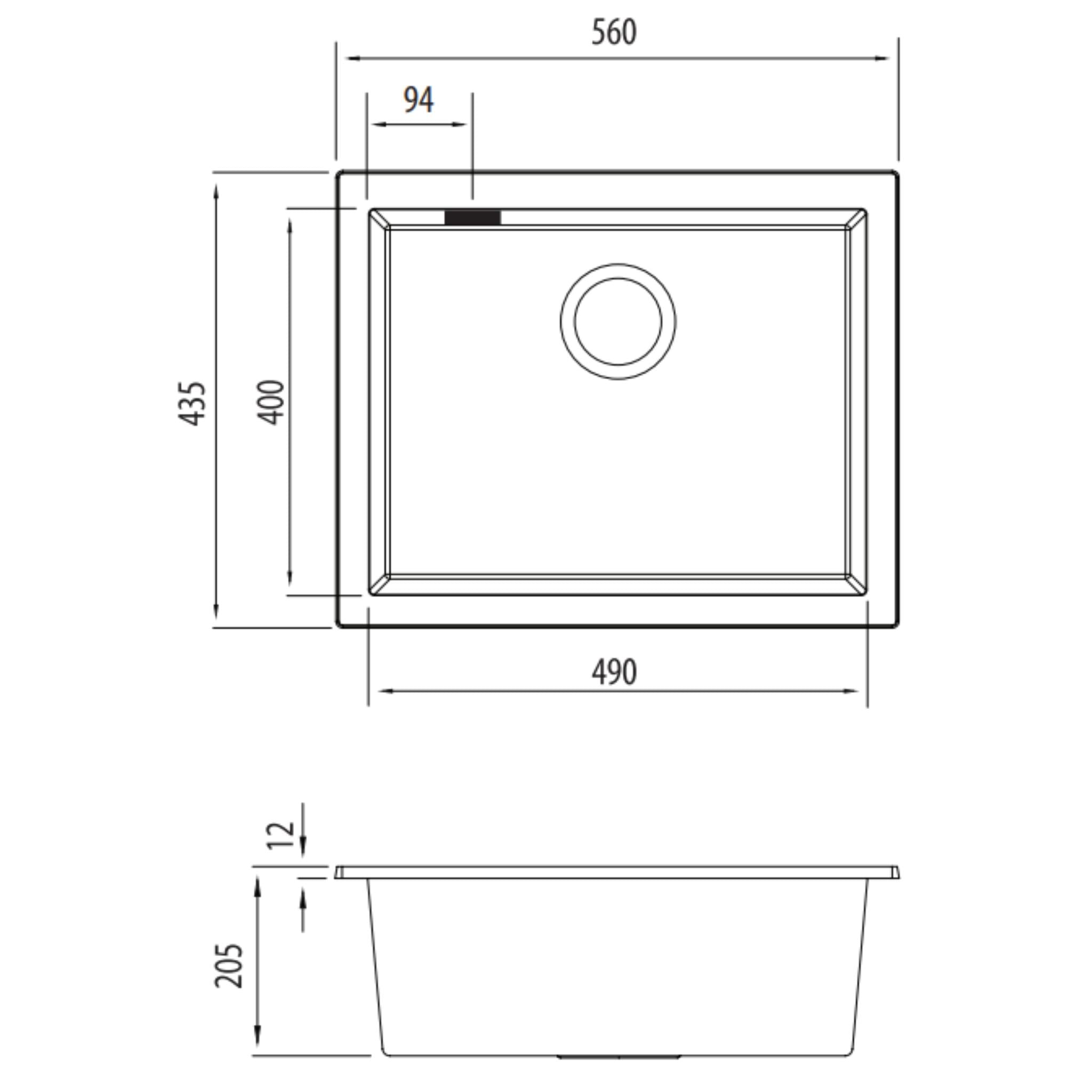 OLIVERI SANTORINI SINGLE BOWL UNDERMOUNT KITCHEN AND LAUNDRY SINK WITH OVERFLOW WHITE 560MM