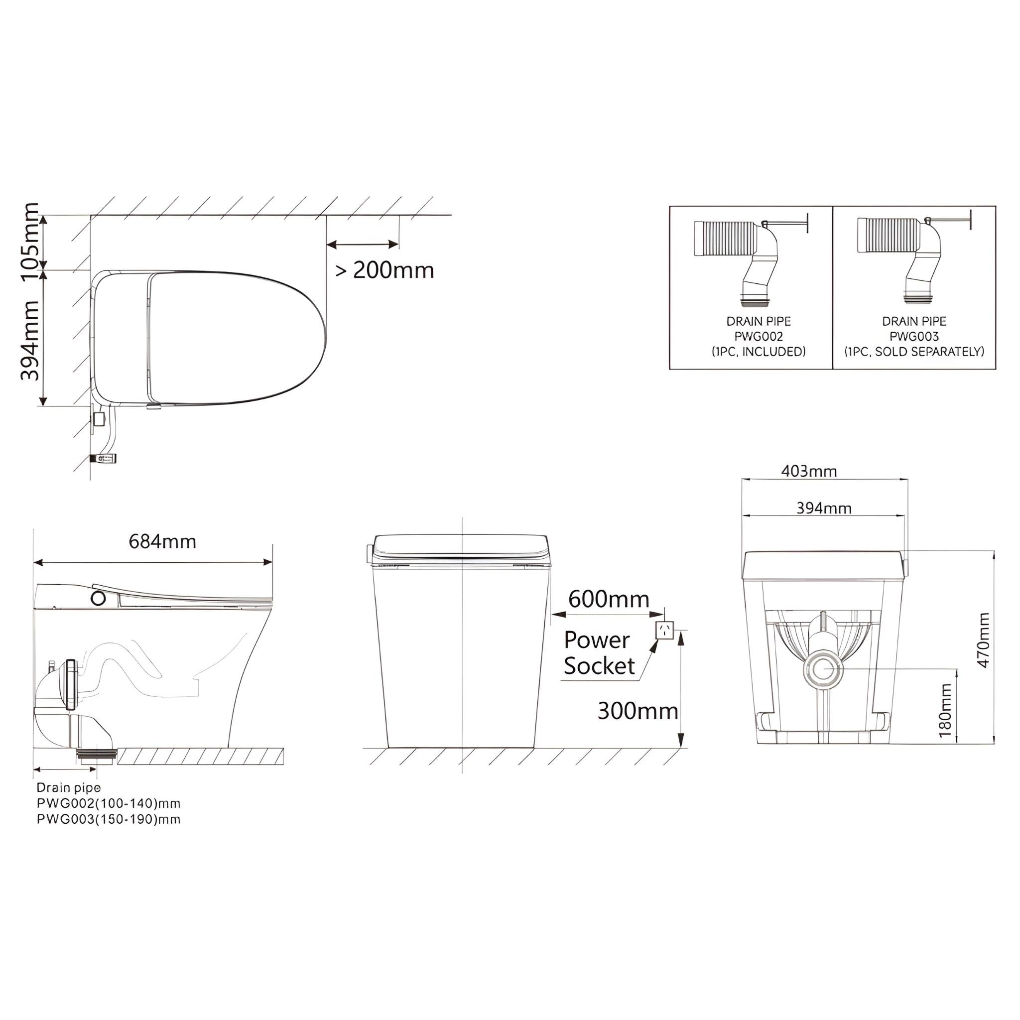 LAFEME NEOVANTA CISTERNLESS SMART TOILET WITH WIRELESS REMOTE GLOSS WHITE