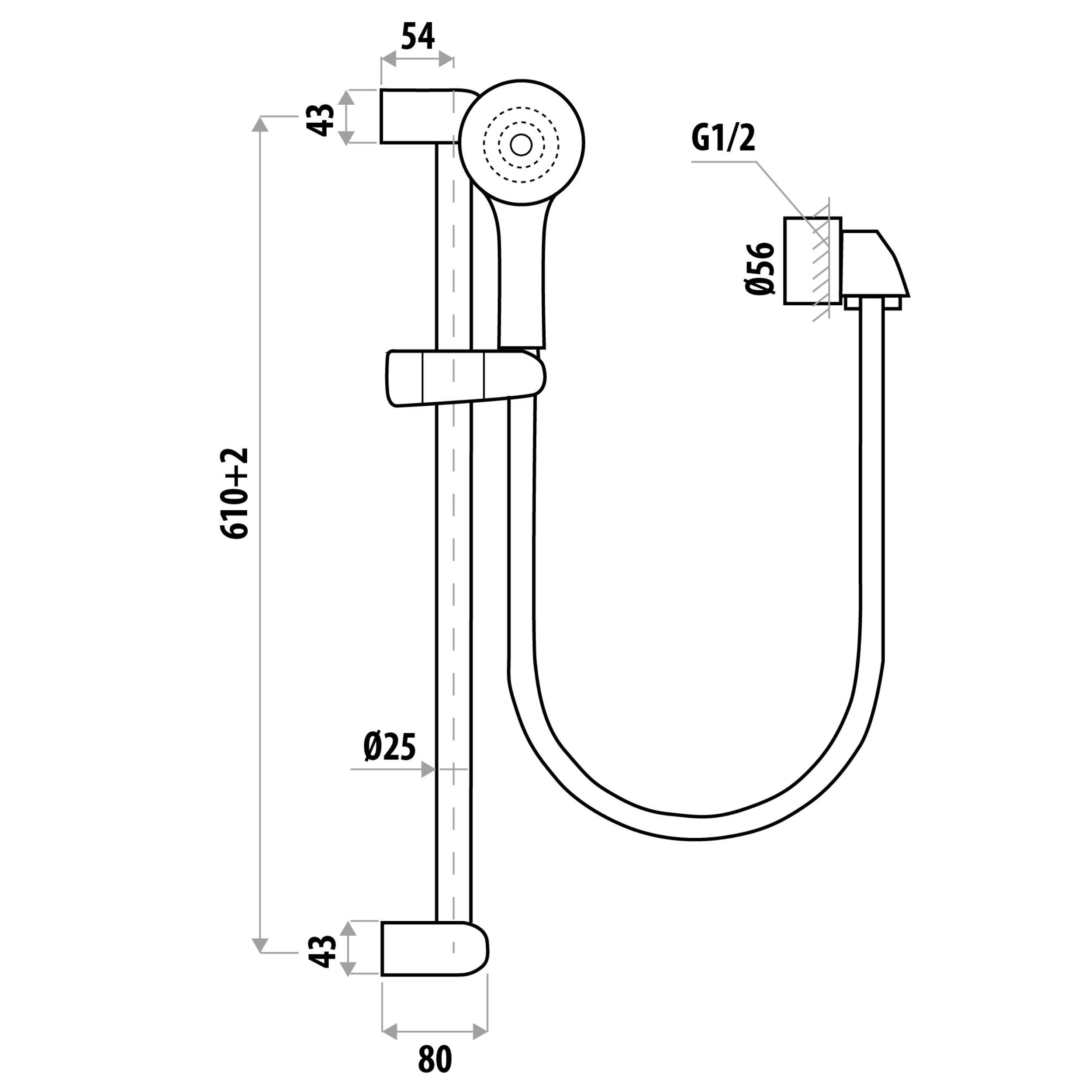 LINKWARE OXYGENIC SHOWER ON RAIL 100MM CHROME