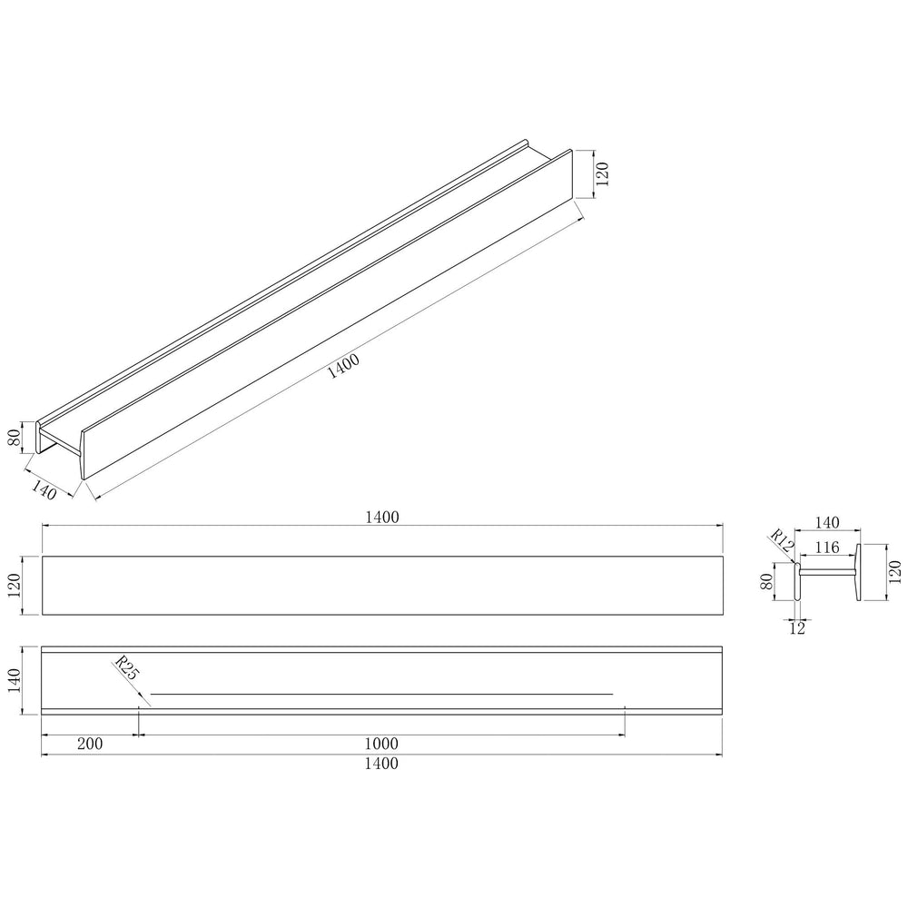 BELBAGNO H COLLECTION SHELF MATTE WHITE (AVAILABLE IN MULTIPLE SIZE)