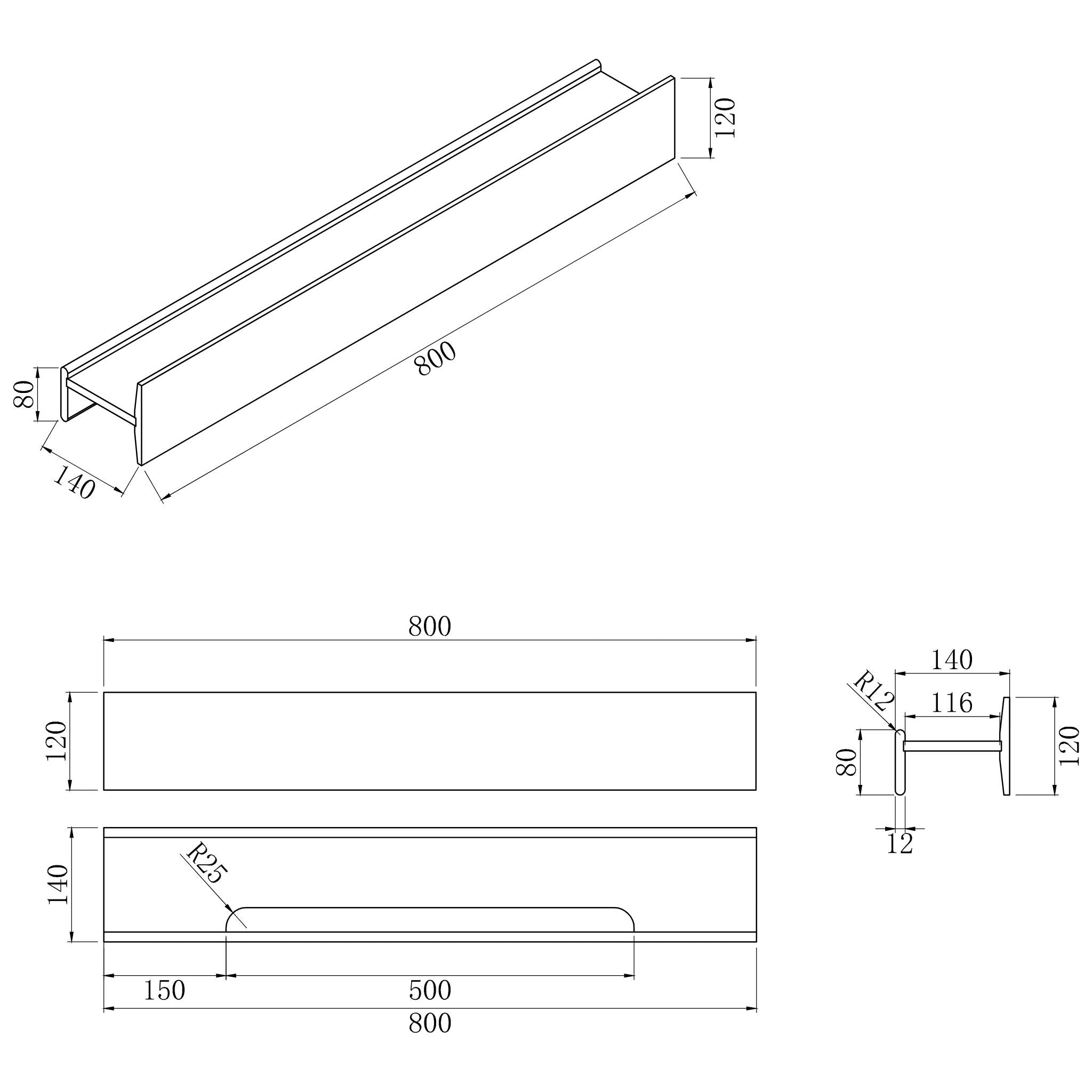 BELBAGNO H COLLECTION SHELF MATTE WHITE (AVAILABLE IN MULTIPLE SIZE)
