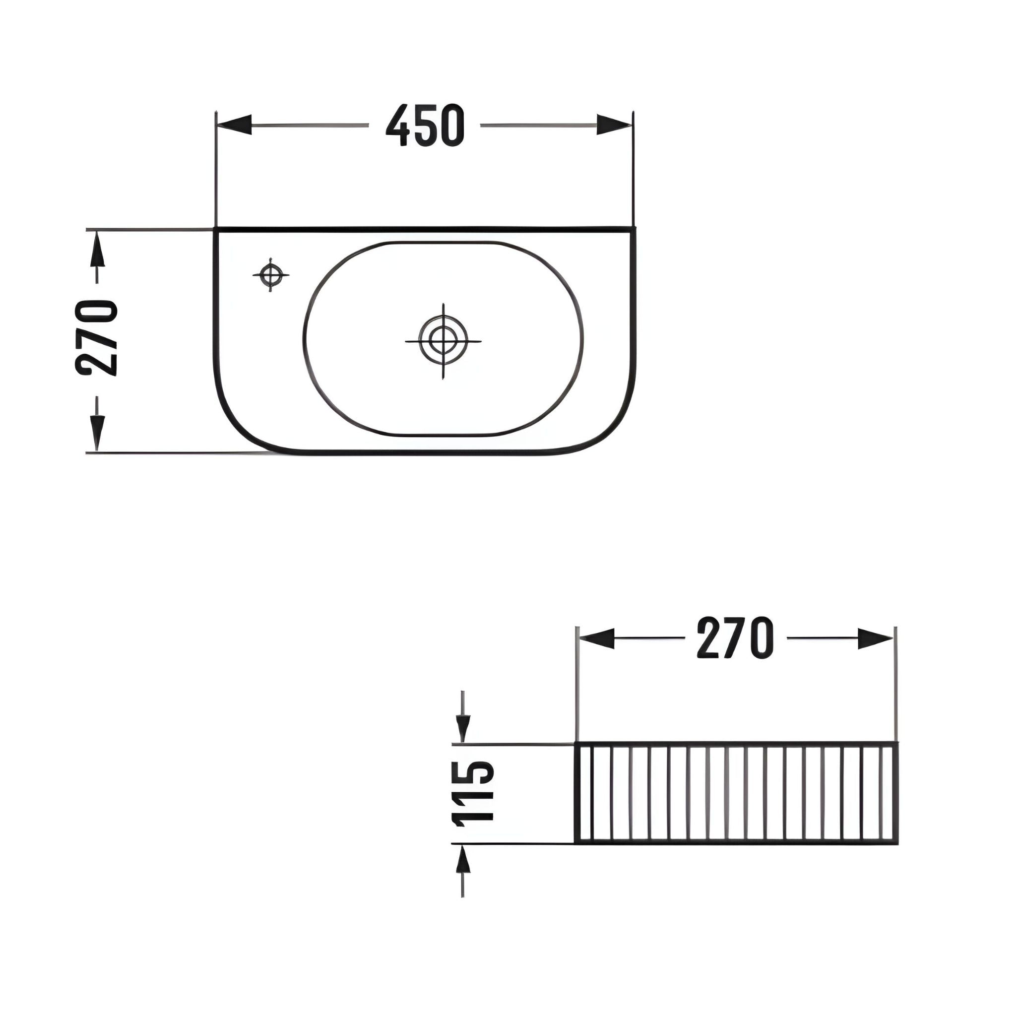 INFINITY WALL HUNG CERAMIC BASIN GLOSS WHITE 450MM