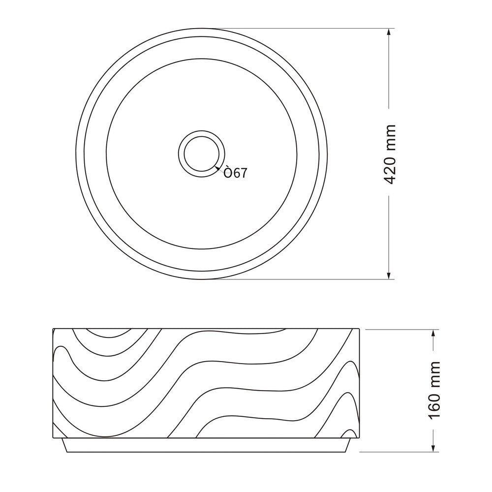INFINITY ABOVE COUNTER CERAMIC BASIN MATTE WHITE 420MM
