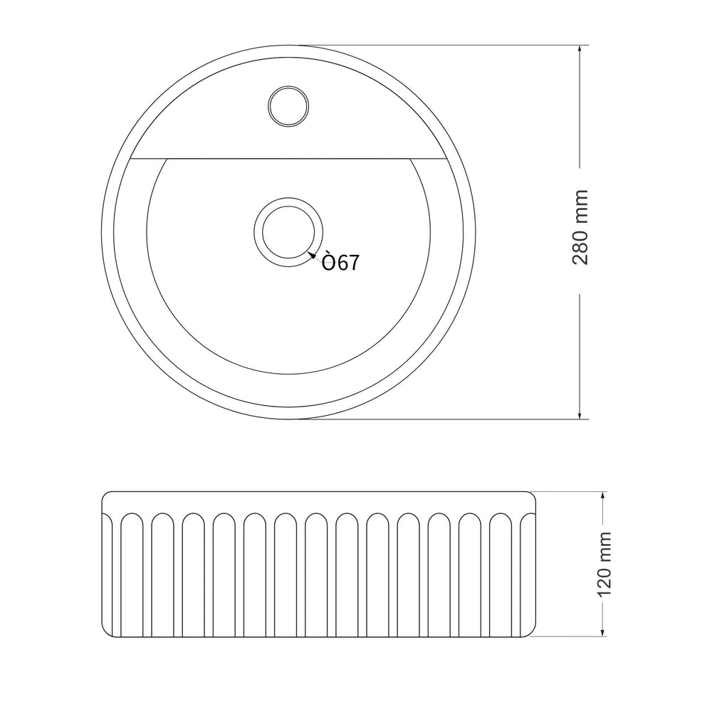 INFINITY ABOVE COUNTER CERAMIC BASIN GLOSS WHITE 280MM