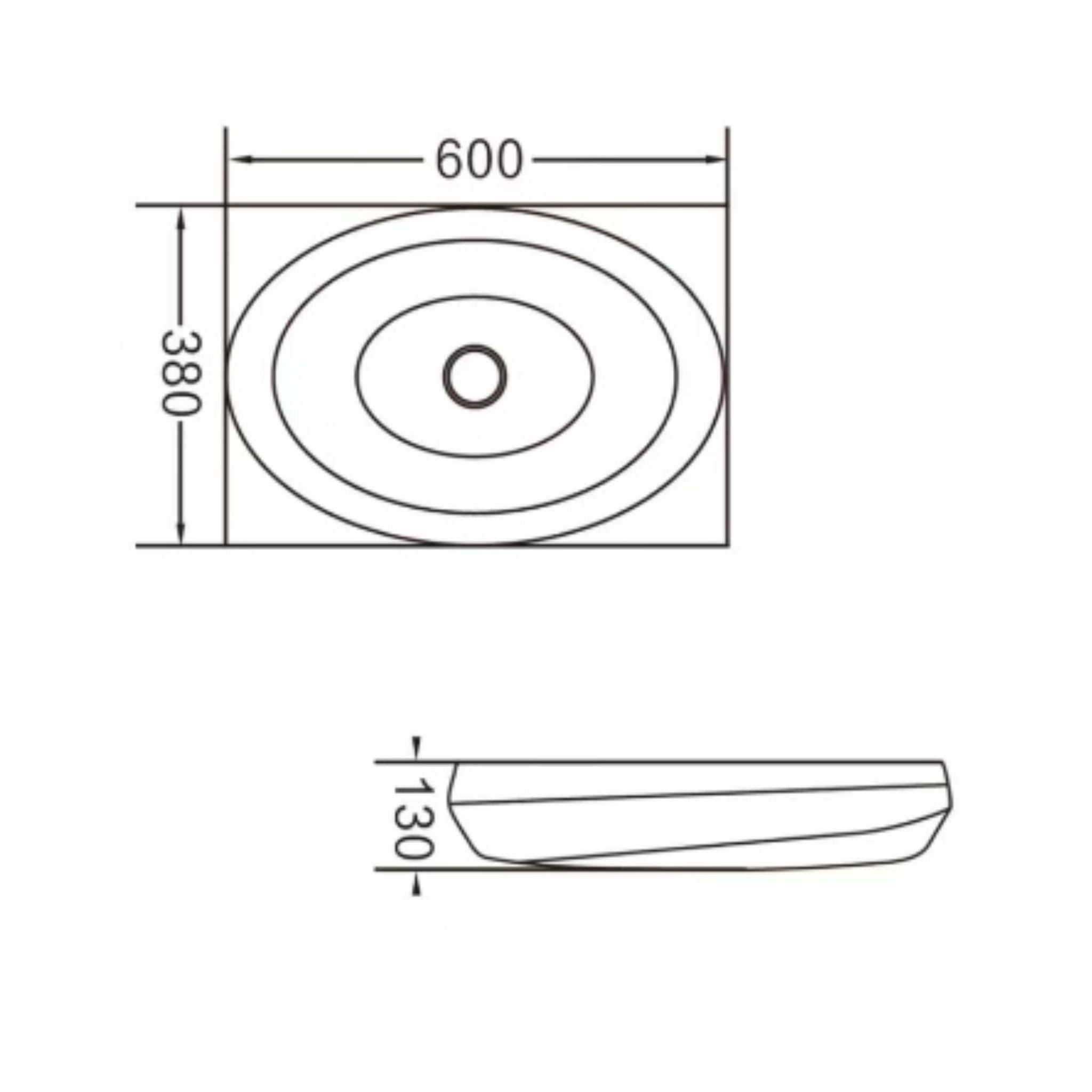 INFINITY ABOVE COUNTER CERAMIC BASIN GLOSS WHITE 600MM