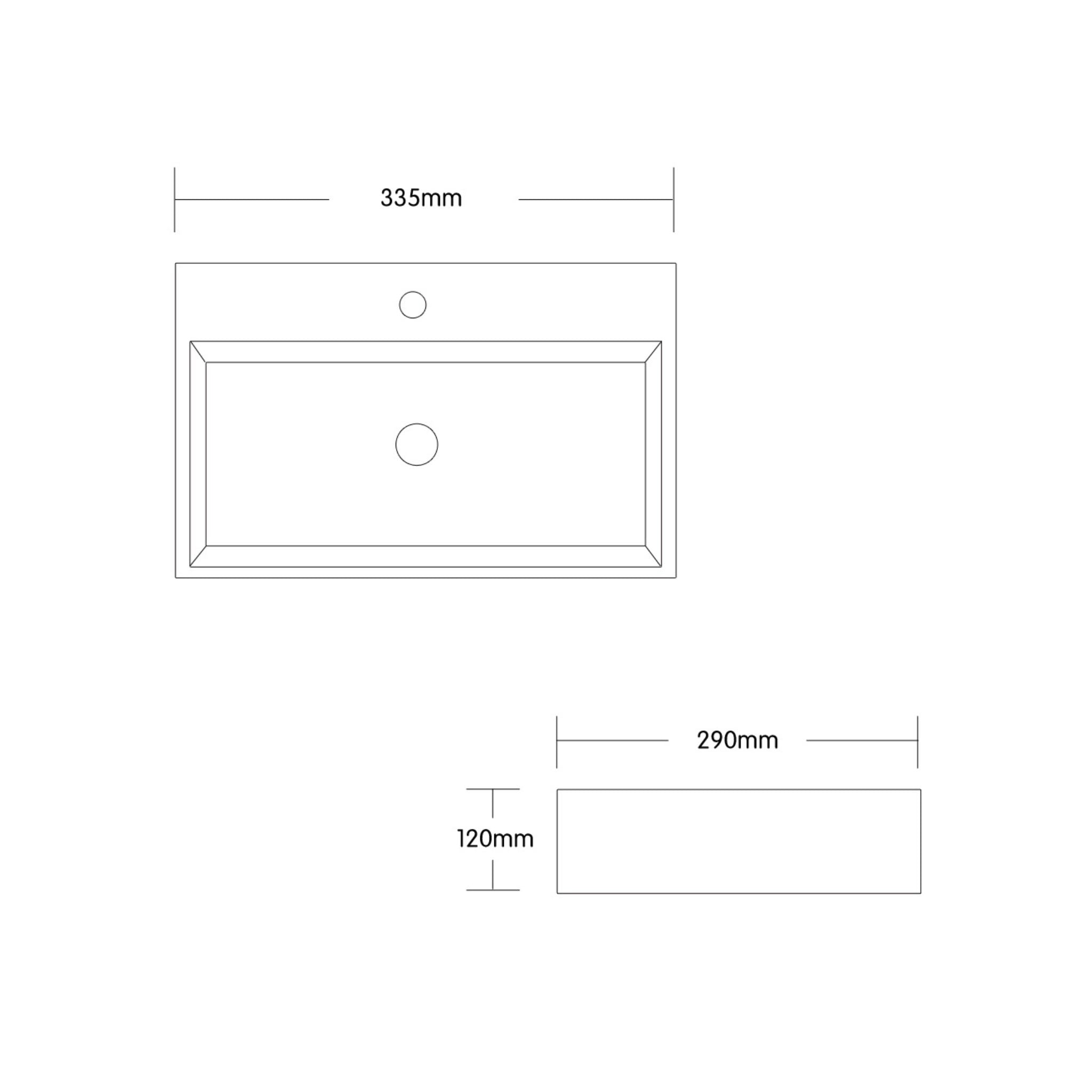 INFINITY ABOVE COUNTER CERAMIC BASIN GLOSS WHITE 335MM